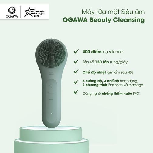 Máy rửa mặt Siêu âm OGAWA Beauty Cleansing OB119 - Massage sâu, loại sạch bụi bẩn bã nhờn