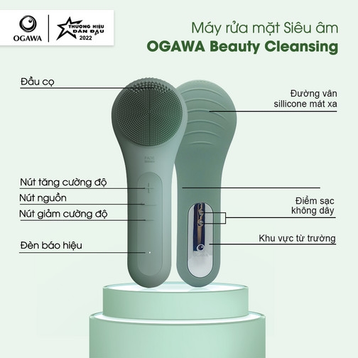 Máy rửa mặt Siêu âm OGAWA Beauty Cleansing OB119 - Massage sâu, loại sạch bụi bẩn bã nhờn