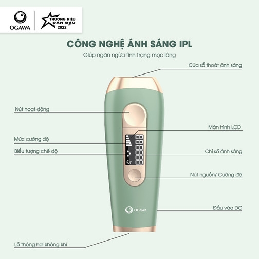 Máy triệt lông cá nhân OGAWA Beauty IPL - Triệt lông cá nhân an toàn cho da