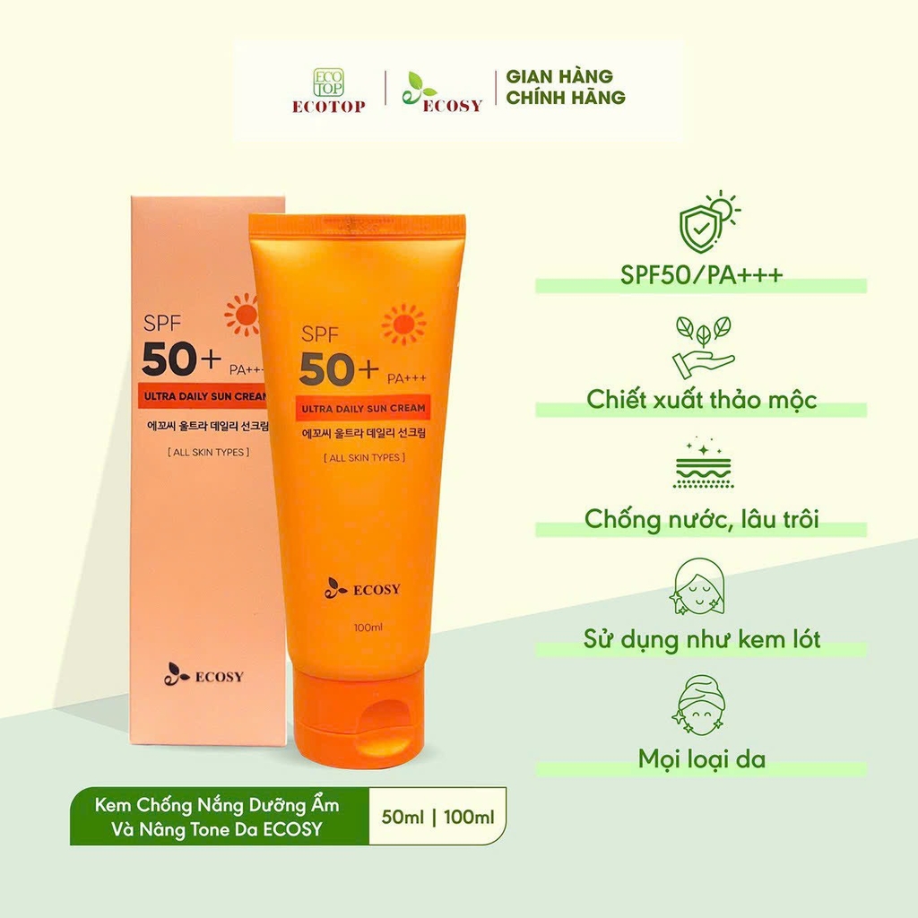 Kem Chống Nắng ECOSY Ultra Daily Sun Cream SPF50+/PA+++ 50ml/ 100ml