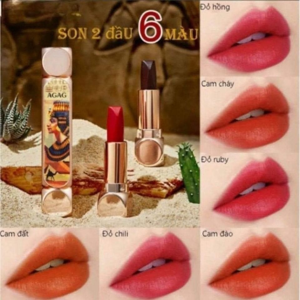 SON 6 MÀU AGAG SON MÔI LÌ MẪU MỚI ĐỘC LẠ CÓ 6 MÀU CHUẨN TRONG 1 CÂY SON KT2 - GDN