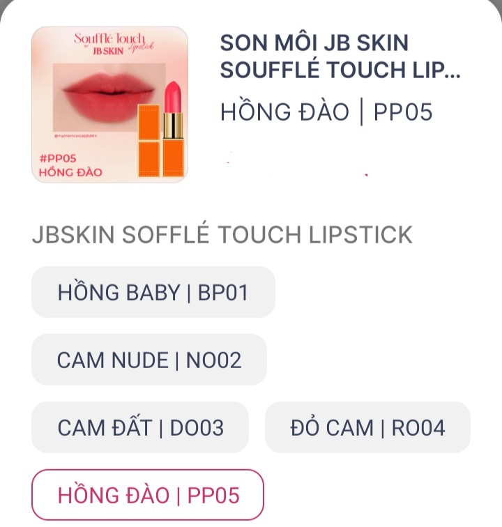 SON MÔI JB SKIN SOUFFLÉ TOUCH LIPSTICK 4G-  SON LÌ CÓ DƯỠNG CAO CẤP JBSKIN