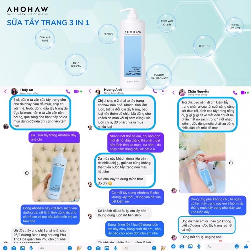 Sữa tẩy trang AHOHAW HYBRID WATER MILKY CLEANSER - Chính hãng Hàn Quốc