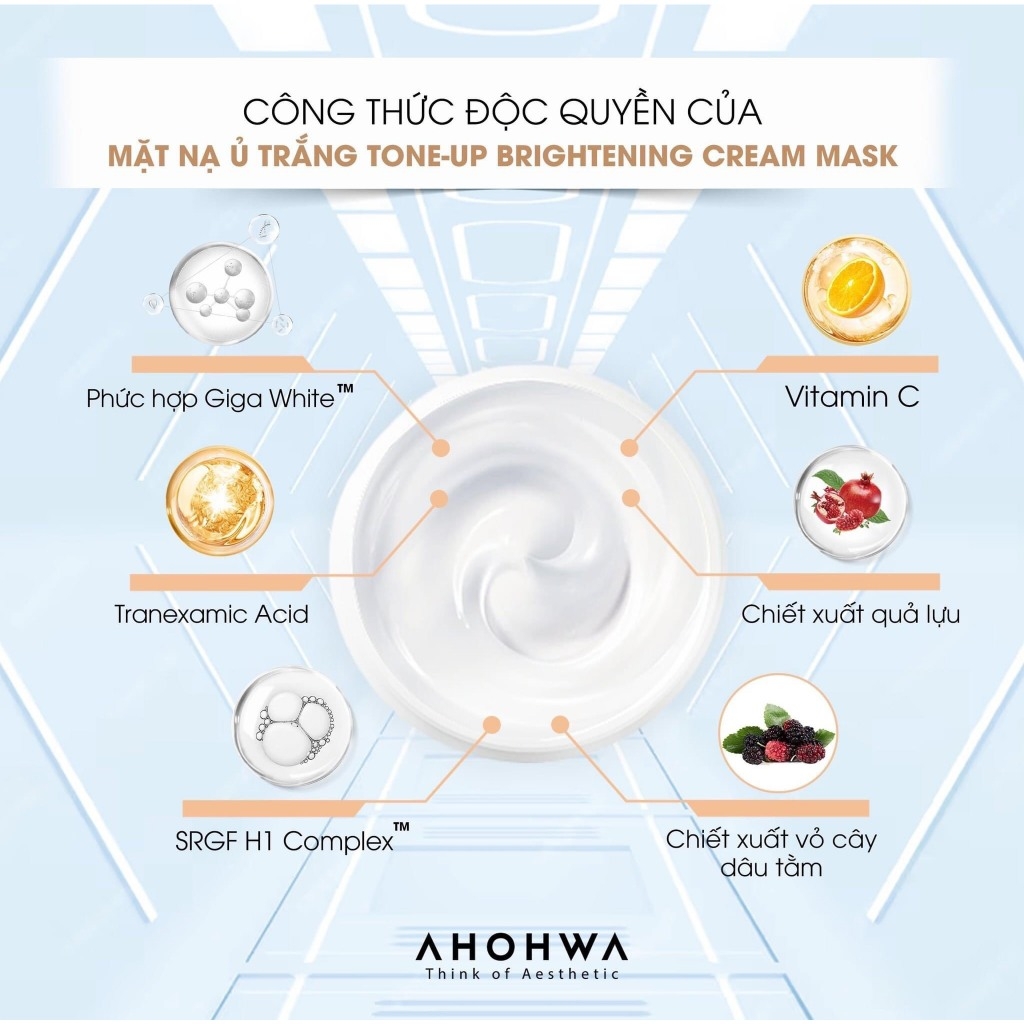 Ủ Trắng Dạng Kem AHOHAW Tone-Up Brightening Cream Mask 20g