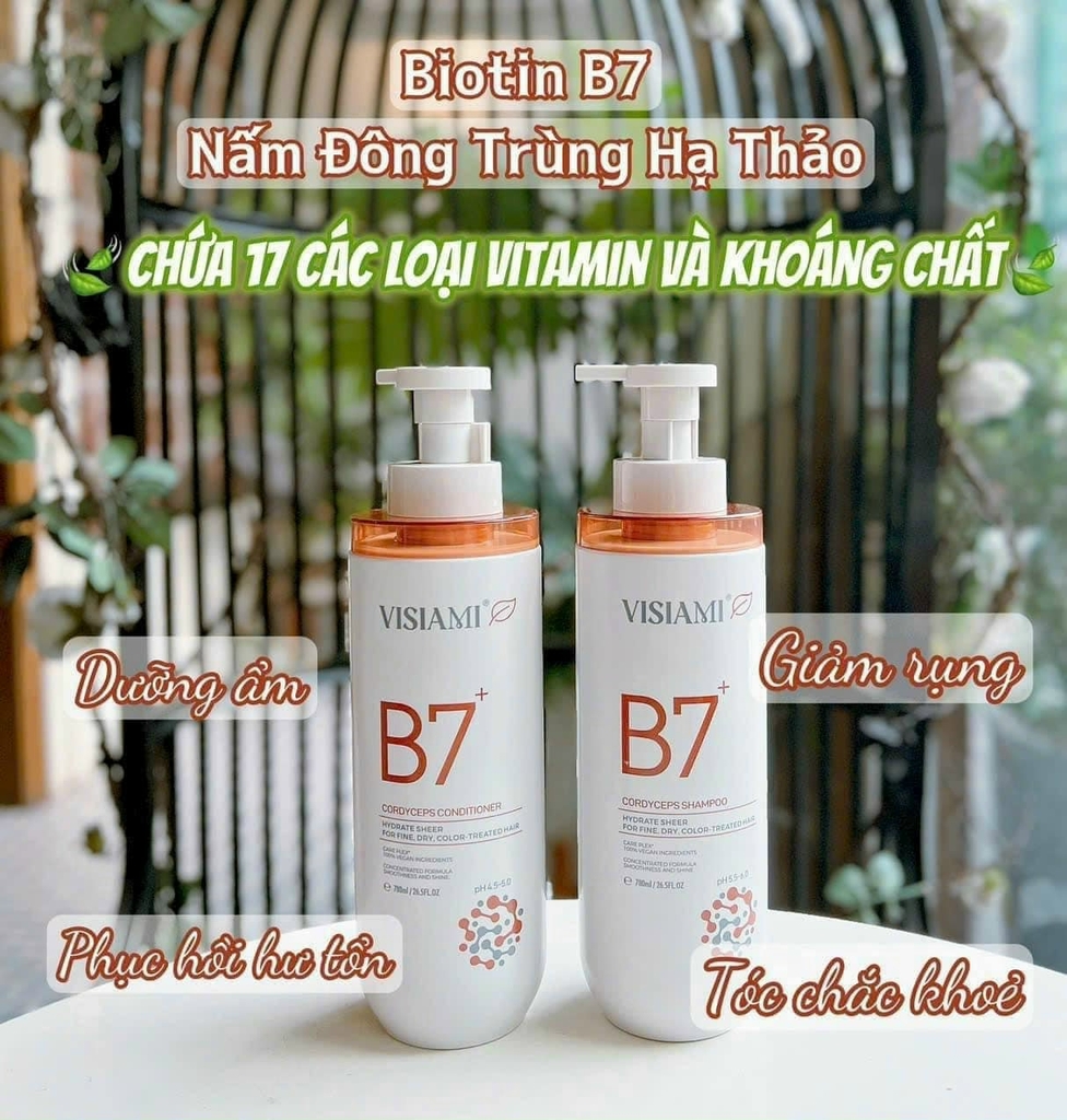DẦU GỘI XẢ B7 VISIAMI - ĐÔNG TRÙNG HẠ THẢO - NÂU / 780ML / GỘI