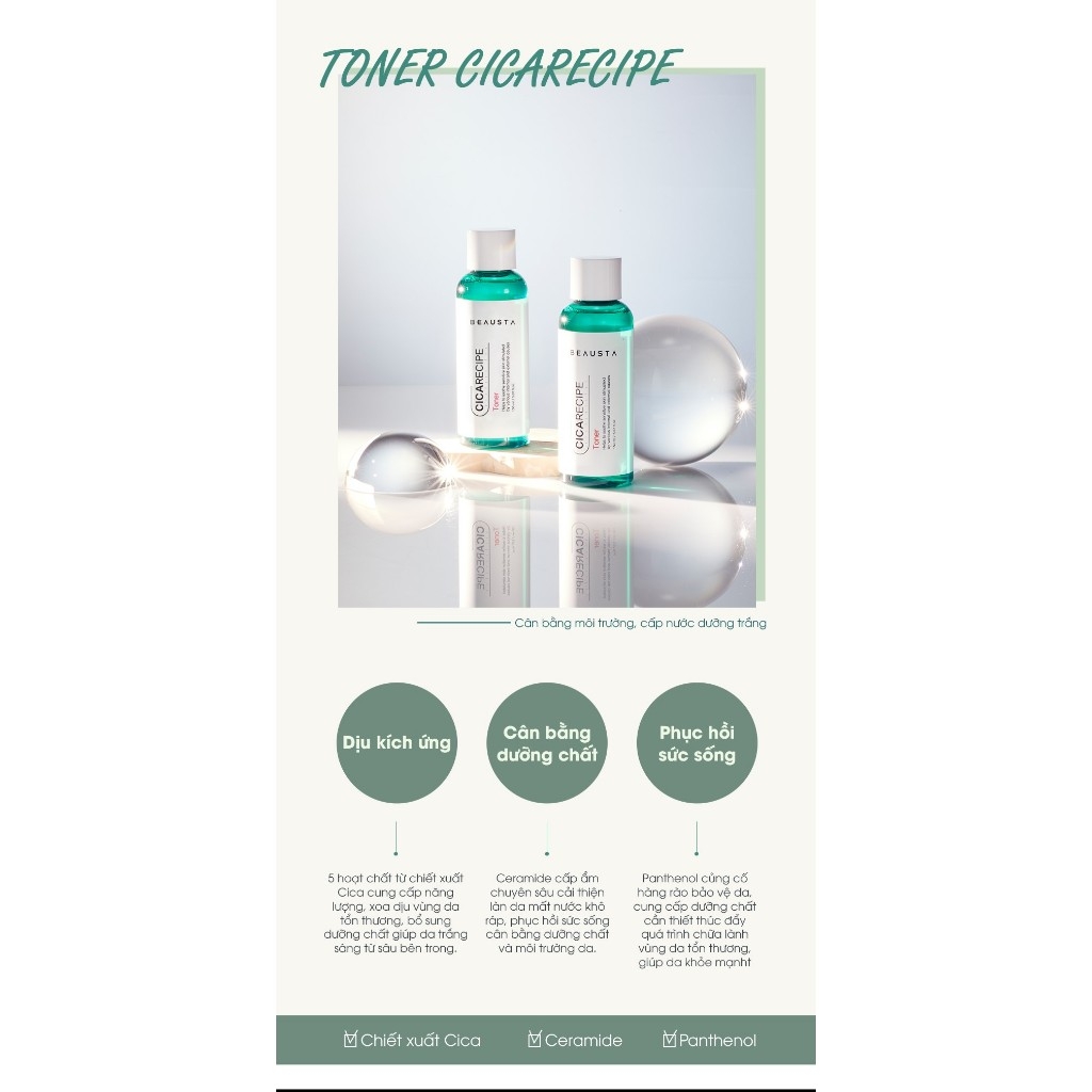 Nước hoa hồng chiết xuất rau má Beausta Cicarecipe Toner 150ml