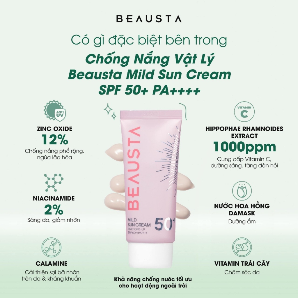 Kem Chống Nắng Chống Nước Dạng Gel BEAUSTA Fresh Sun Gel Waterproof SPF 50+/PA++++ Tuýp 50g