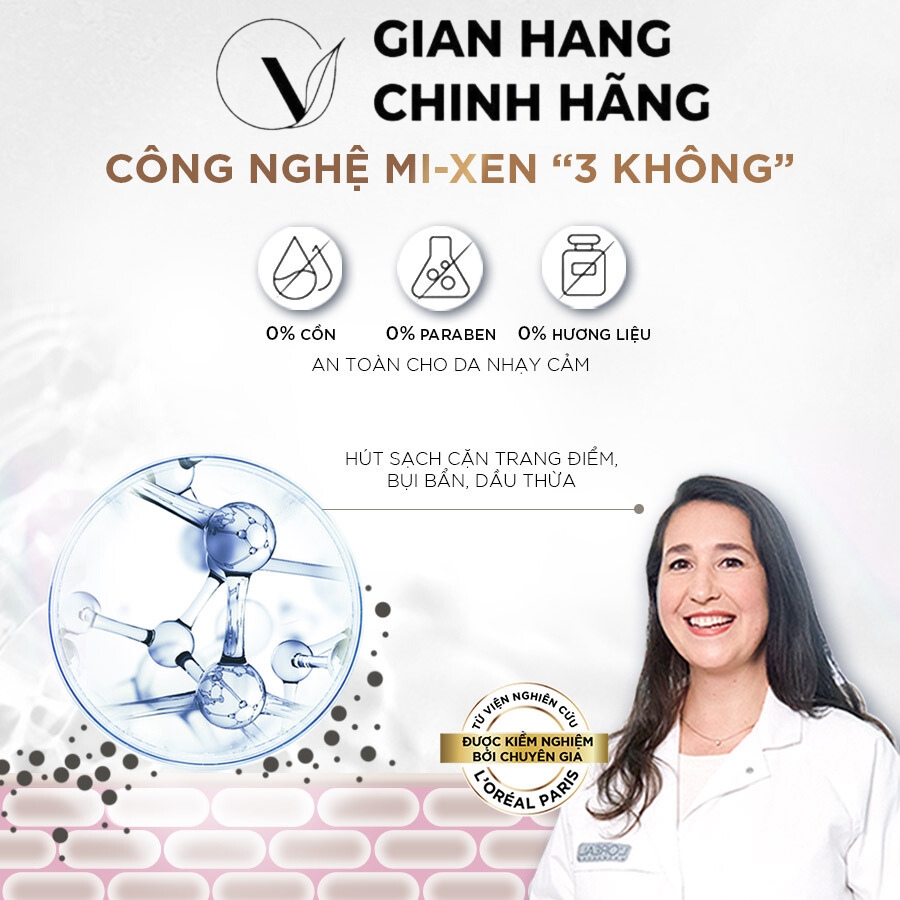 Nước tẩy trang và làm sạch sâu 3-in-1 L’Oreal Paris Micellar Water 400ml
