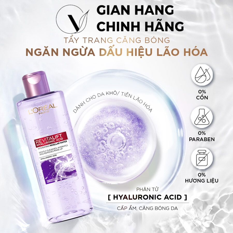 Nước tẩy trang và làm sạch sâu 3-in-1 L’Oreal Paris Micellar Water 400ml