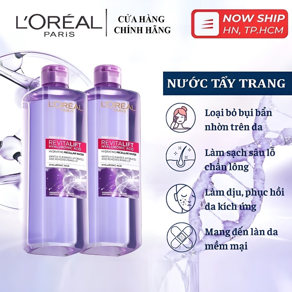 Nước tẩy trang và làm sạch sâu 3-in-1 L’Oreal Paris Micellar Water 400ml
