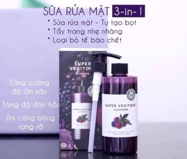 Sữa rửa mặt thải độc SUPER VEGITOKS CLEANSER PURPLE  300ML