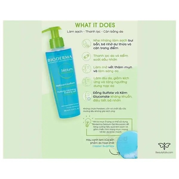Sữa Rửa Mặt Bioderma Xanh Sébium Gel Moussant-pháp