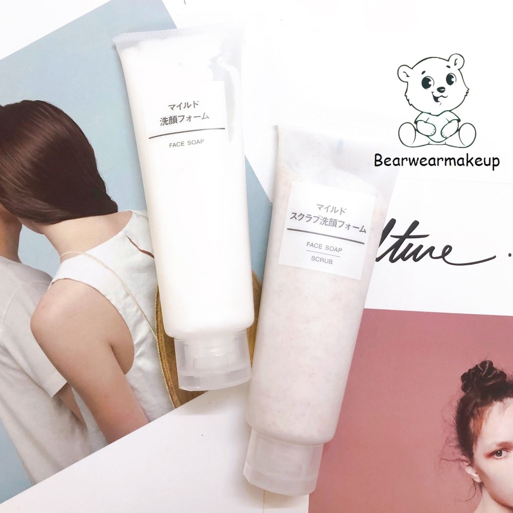 Sữa rửa mặt hạt kiêm tẩy da chết Muji face soap scrub -Nhật 120g