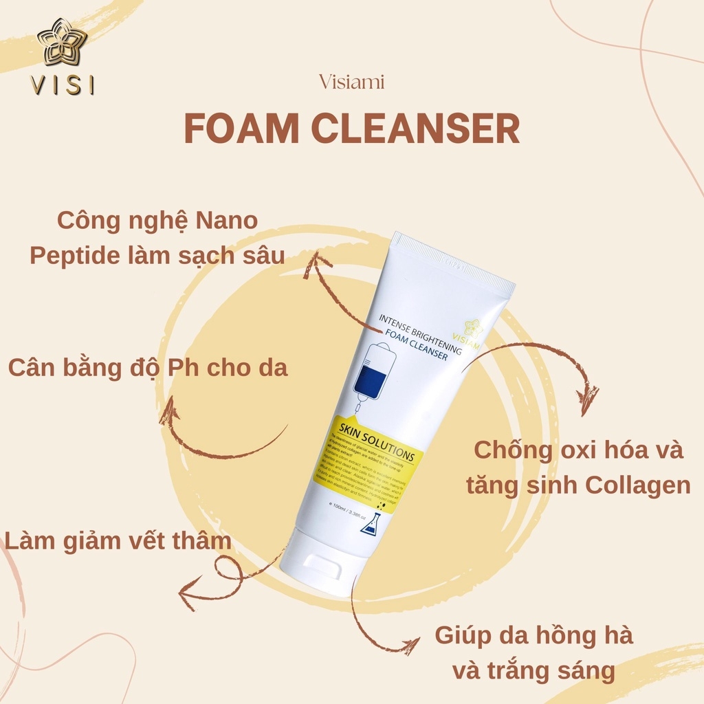 Sữa rửa mặt làm sạch sâu, loại bỏ bã nhơn Visiami Nano Collagen Pedtide -anh