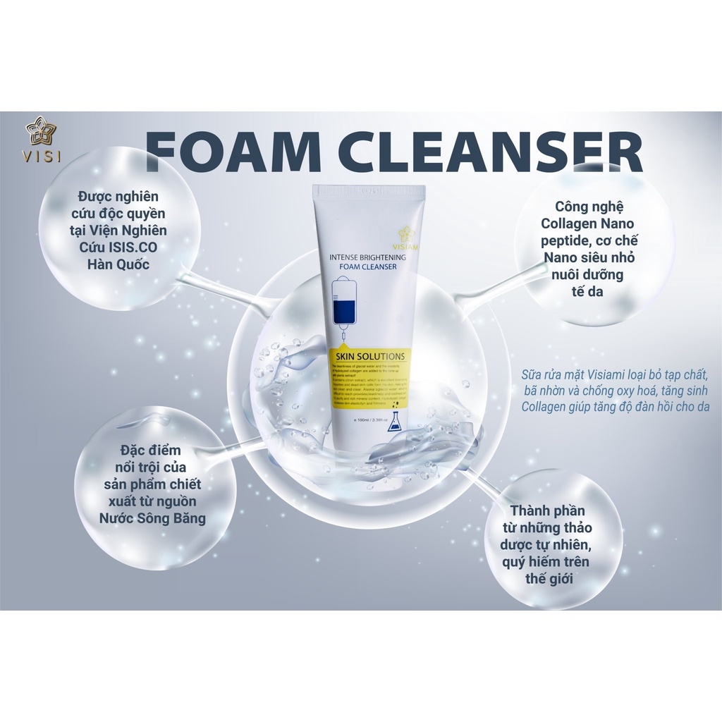 Sữa rửa mặt làm sạch sâu, loại bỏ bã nhơn Visiami Nano Collagen Pedtide -anh