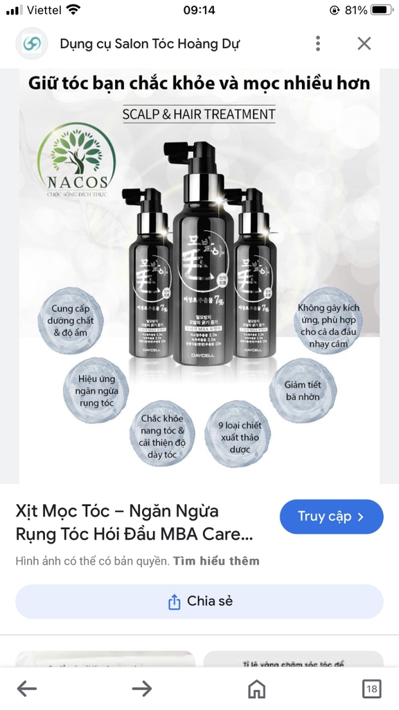 TINH CHẤT NƯỚC XỊT MỌC TÓC NGĂN NGỪA RỤNG TÓC HÓI ĐẦU MBA-hàn