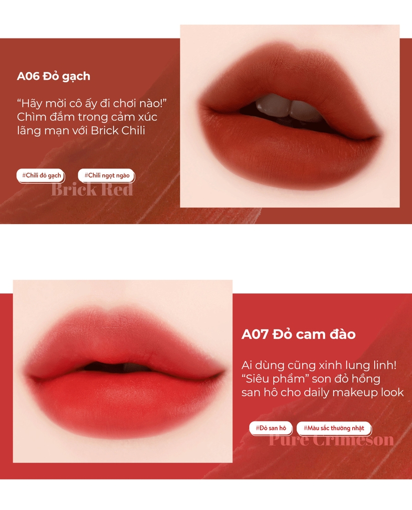 Son kem lì Black Rouge Air Fit Velvet Tint - Bản A Ver 1,2,3,4,5,6,7-hàn