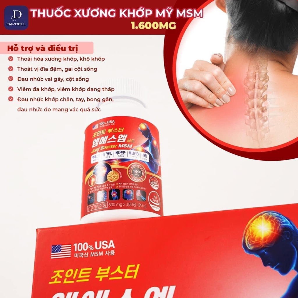 THUỐC XƯƠNG KHỚP MỸ MSM 1.600mg TẬP ĐOÀN DƯỢC MỸ PHẨM DAYCELL KOREA