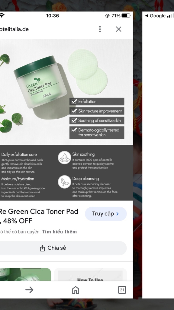 TONER DẠNG PAD GREEN CICA RIRE-hàn