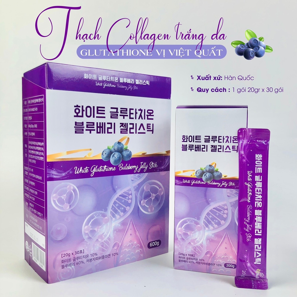 Thạch Collagen trắng da Glutathione vị việt quất-hàn