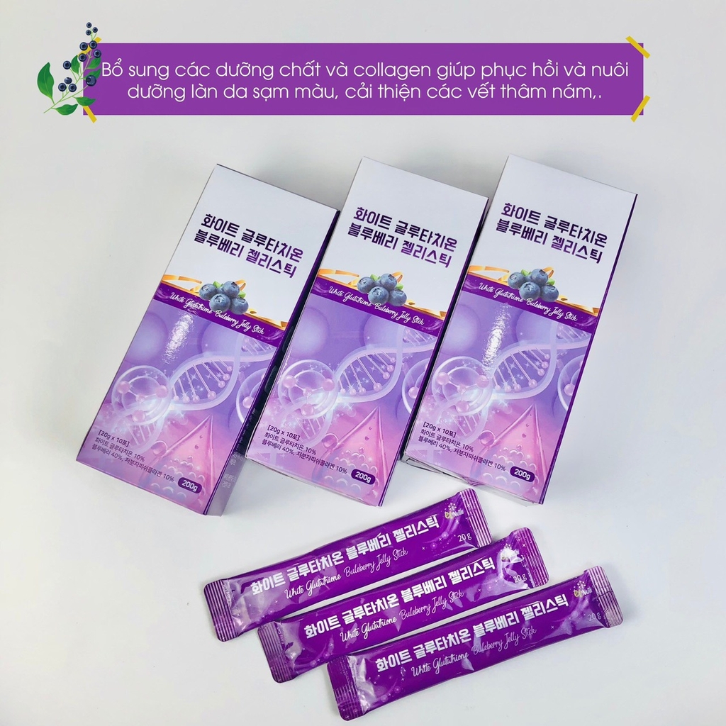 Thạch Collagen trắng da Glutathione vị việt quất-hàn