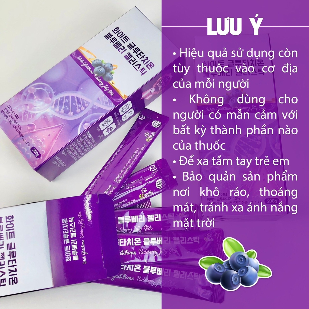 Thạch Collagen trắng da Glutathione vị việt quất-hàn