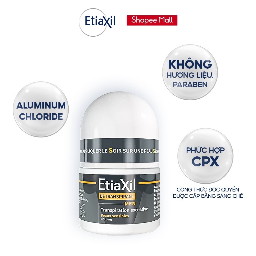 Lăn Khử Mùi Etiaxil Giảm Mồ Hôi Ngăn Mùi Pháp 15ml  men