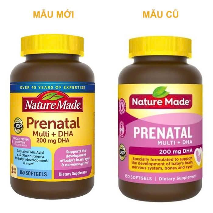 Viên Vitamin bầu Nature Made prenatal Multi +DHA Mỹ 150 viên