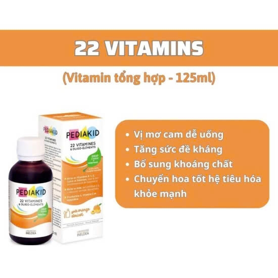 Siro Pediakid 22vitamin và kháng chất -125ml-Pháp (chai)