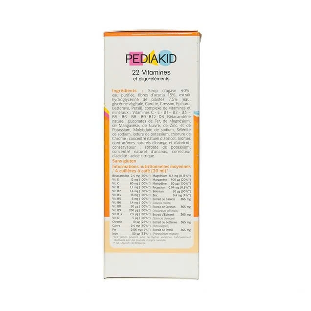 Siro Pediakid 22vitamin và kháng chất -125ml-Pháp (chai)