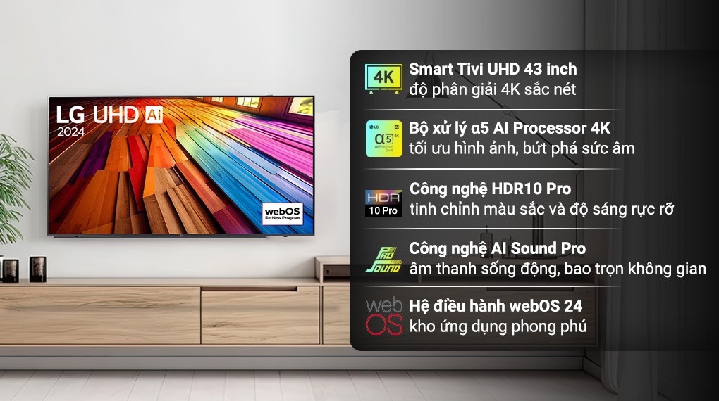 Smart Tivi LG 4K 43 inch 43UT8050PSB