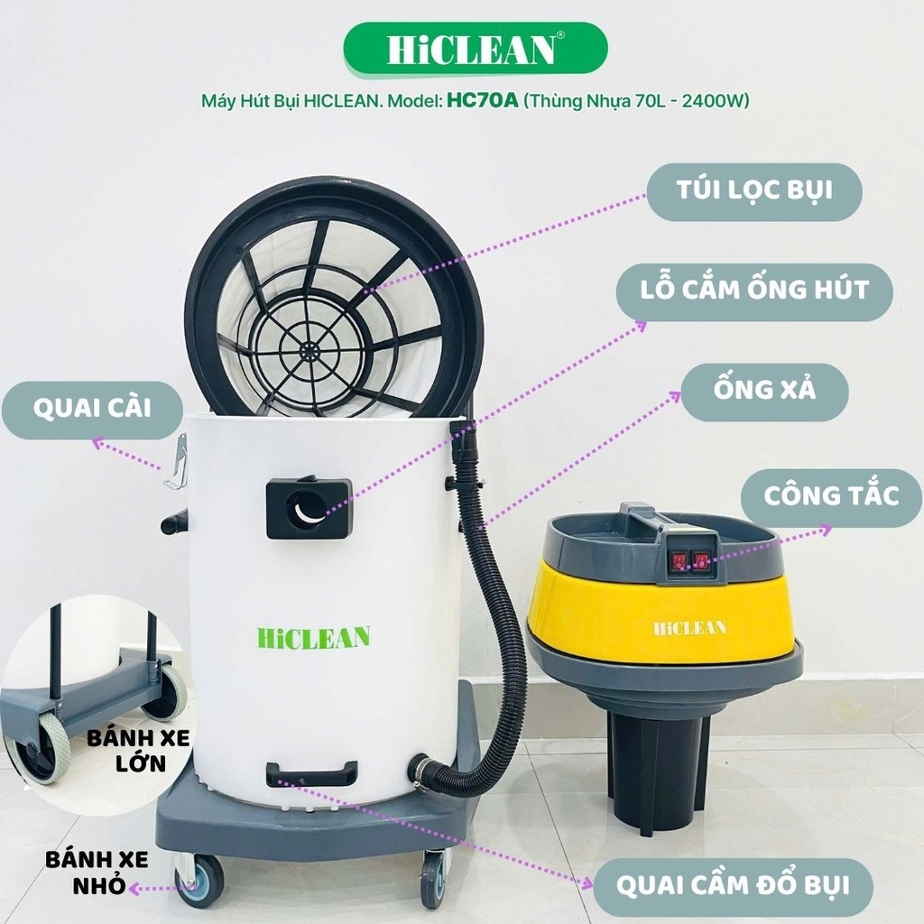 Máy hút bụi công nghiệp HiClean HC70A