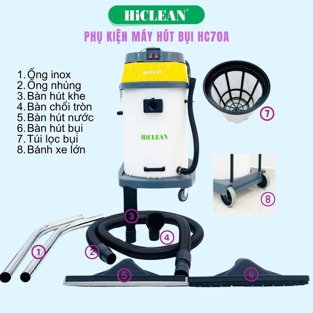 Máy hút bụi công nghiệp HiClean HC70A