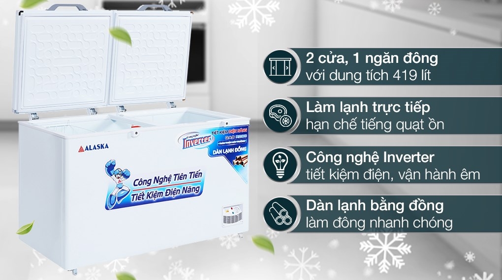 Tủ đông Alaska Inverter 419 lít HB-550CI