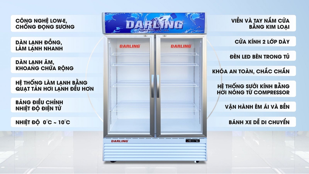 Tủ Mát Darling 2 Cánh 1100 Lít DL-12000A2