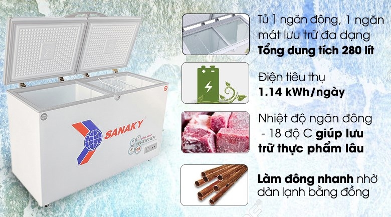 Tủ Đông Sanaky Inverter 280 lít VH-4099W3