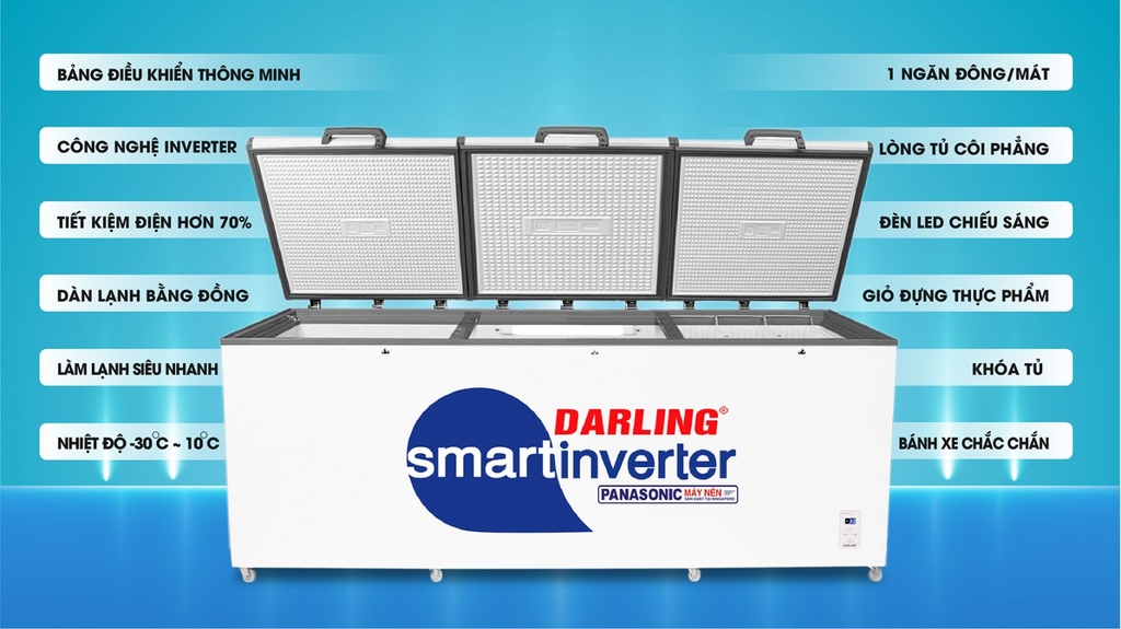 Tủ Đông 3 Cánh Darling 3 chế độ tuỳ chỉnh Smart Inverter DMF-1579ASI