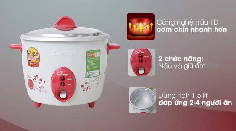 Nồi cơm nắp rời Sharp 1.5 lít KSH-D15V (Màu ngẫu nhiên)