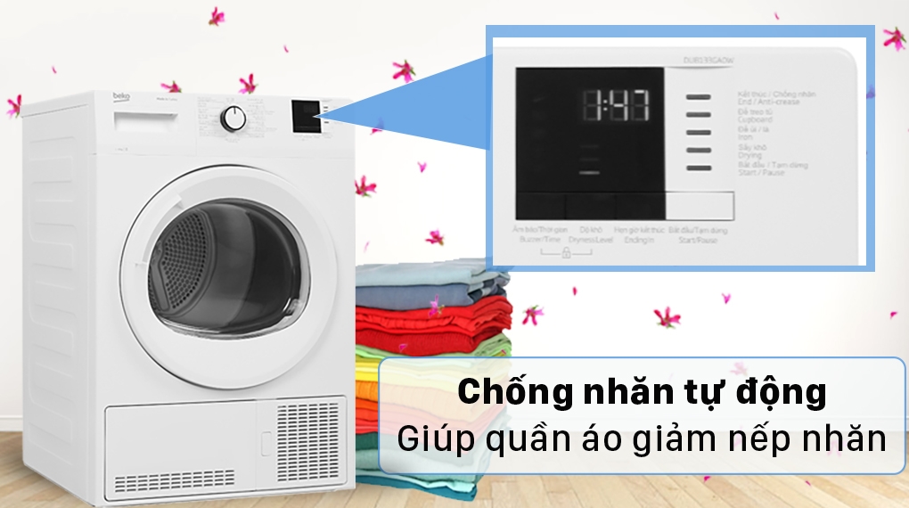 Máy sấy quần áo Beko 8 kg DU8133GA0W (Sấy ngưng tụ)
