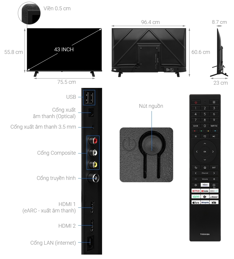 Smart Tivi Toshiba Full HD 43 inch 43V31MP