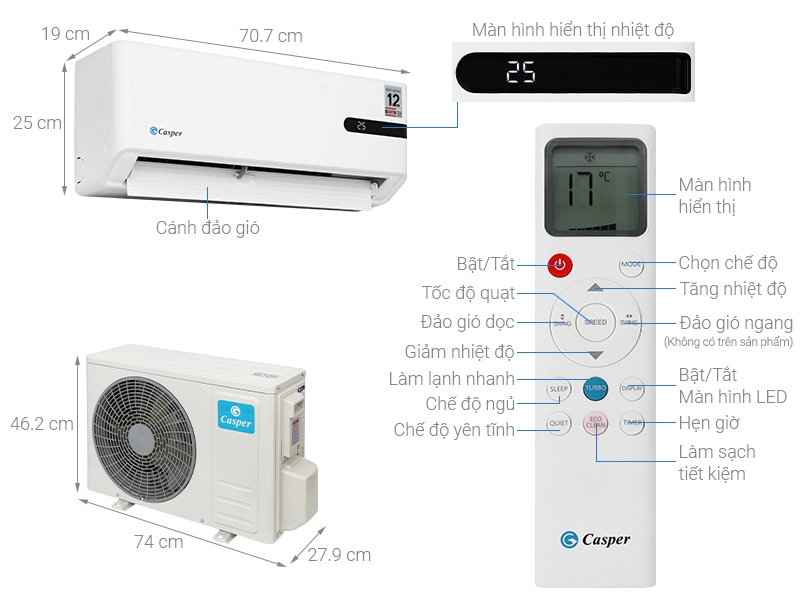 Máy lạnh Casper Inverter 1.0 HP GC-09IB36