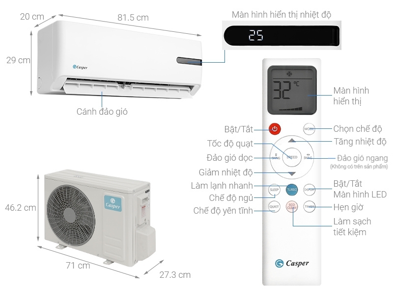 Máy lạnh Casper Inverter 1.5 HP GC-12IB36