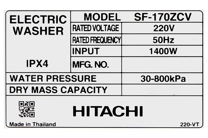 Máy giặt Hitachi Inverter 17 kg SF-170ZCV SS