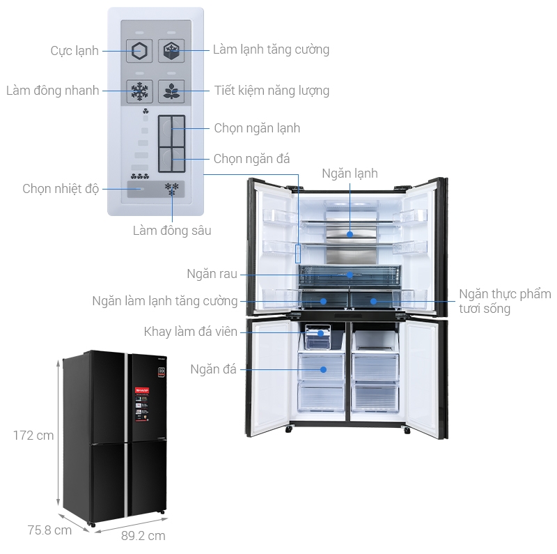 Tủ lạnh Sharp Inverter 572 lít SJ-FX650V-MK