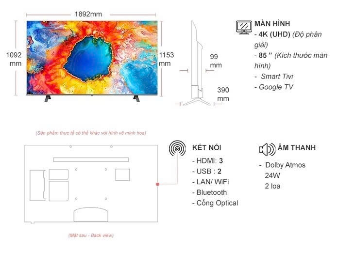 Smart Tivi QLED Toshiba 4K 85 Inch 85M450NP