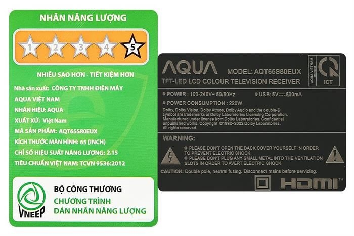 Google Tivi QLED Aqua 4K 65 inch AQT65S80EUX