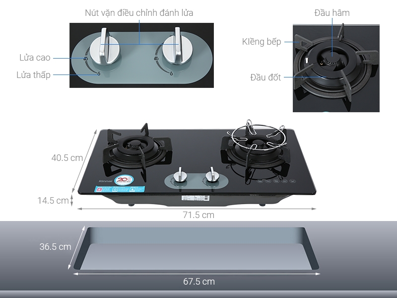 Bếp ga âm Rinnai RVB-220G(BG