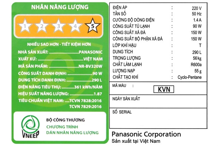 Tủ lạnh Panasonic Inverter 290 lít NR-BV320WKVN