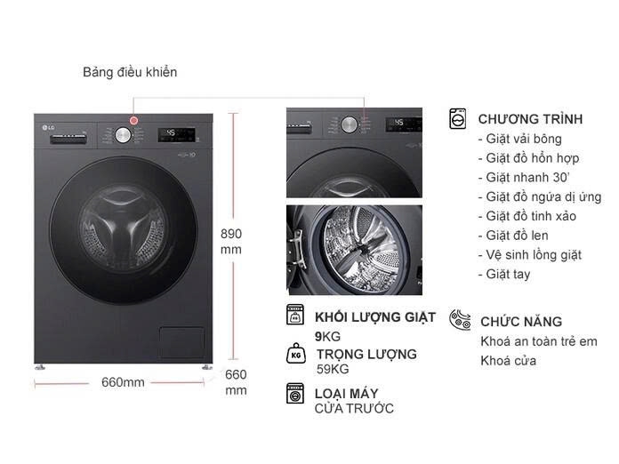 Máy giặt LG Inverter 9 kg FB1209S5M