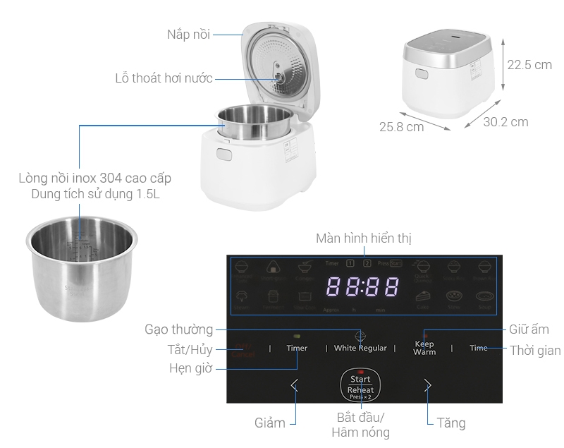 Nồi cơm cao tần Panasonic 1.5 lít SR-HNS151WRA